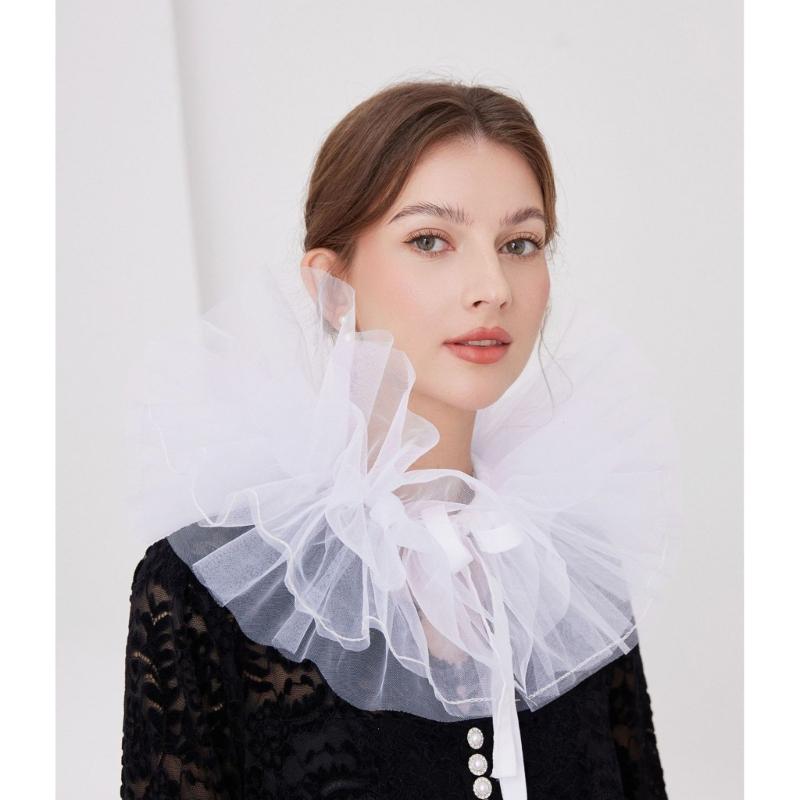 Renaissance-Stile Rüschenkragen Lagen-Nackenwickel Cosplay-Kragen für historische Nachstellungen und Kostümpartys
