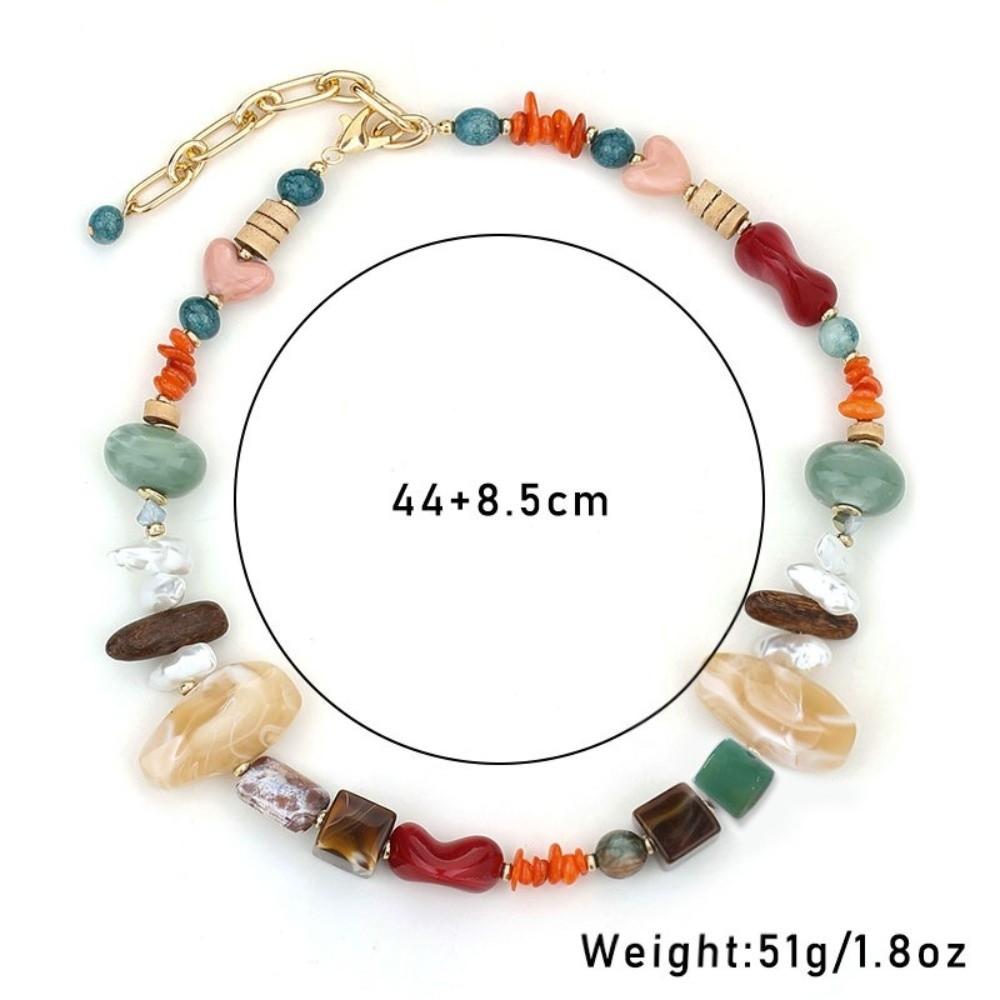Colored Handmade Beaded Necklace Bohemian Style Neck Chain Fashion Clavicle Choker for Women