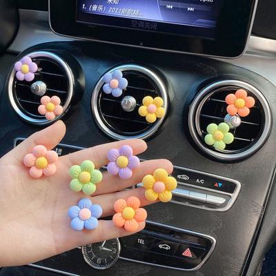 Auto Accessories Cute Flower Aromatherapy Car Air Outlet Decoration Perfume Clip Air Freshener Colorful Flora Decor