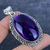 Natural Sage Amethyst Gemstone 925 Sterling Silver Jewelry Pendant 2.56" A5s90