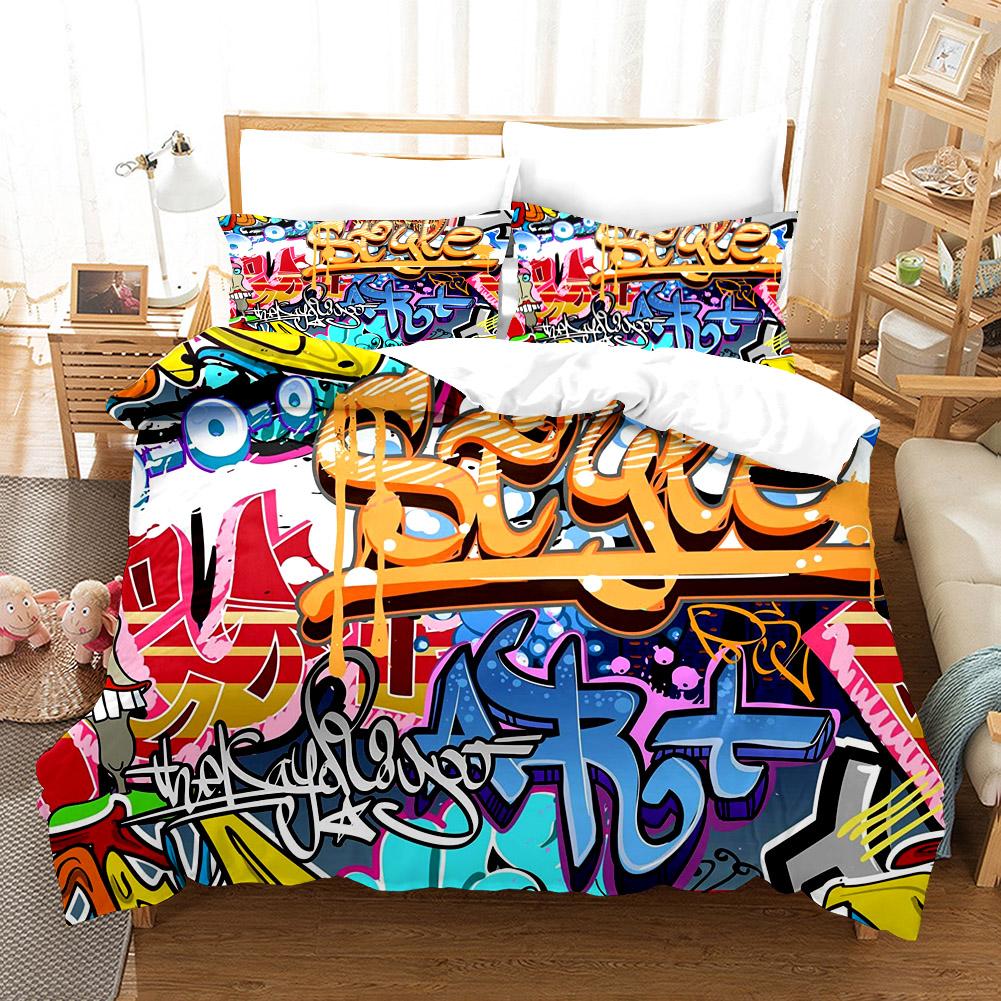 3D Printed Hip-Hop Style Bedding Set Pillowcase Duvet Cover 3Pcs Double Twin Full Queen King Adult Boys Bedclothes Quilt Cover