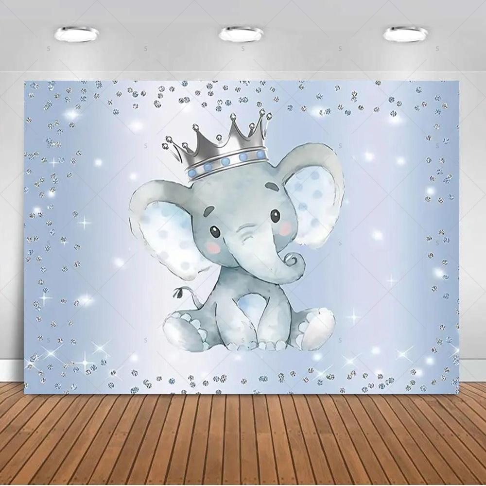 Cartoon Elephant Flower Photography Backdrop Kids Birthday Party Decor Background Baby Shower Supplies Newborn Photo Shoot Props