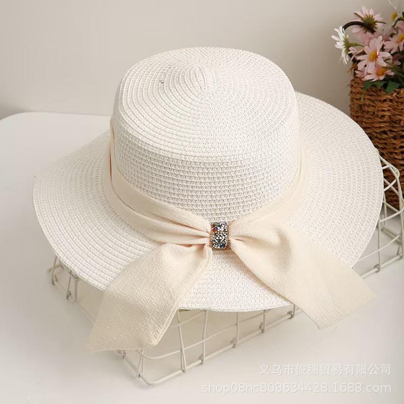 1Pc Women Sun Straw Hat Wide Brim Straw Sun Hat Foldable Packable Beach Summer Hat Foldable Roll Up Floppy Beach Hat For Women