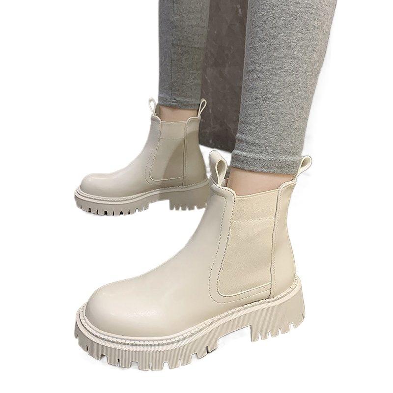Internet celebrity velvet thick Martin boots women's 2025 autumn and winter new soft leather versatile height-increasing short boots cigarette boots