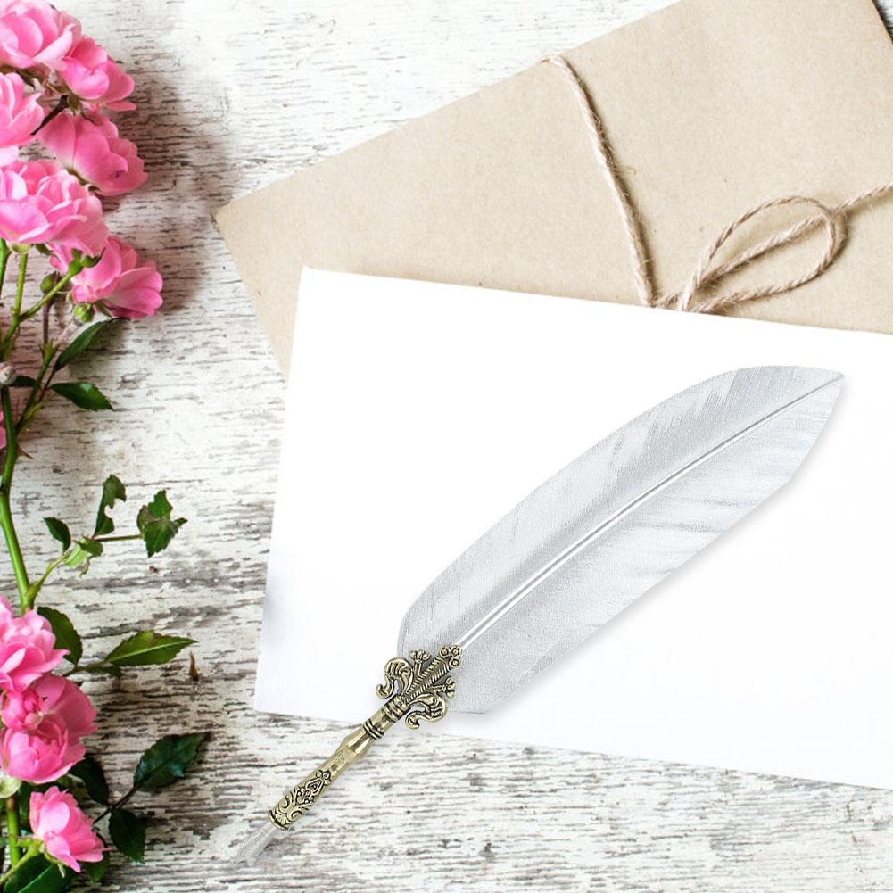 1.0mm Feather Pen Set Distinctive Calligraphy Feather Pen Gift Box Writing Tool for StudentSilver