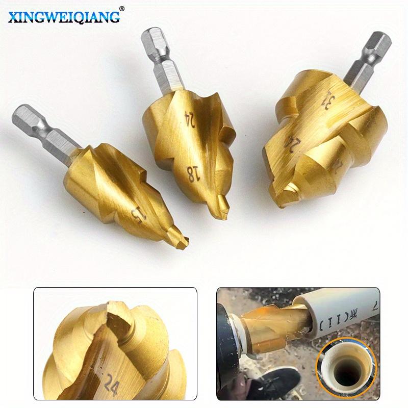 20/25/32mm PPR Lifting Drill New Upgraded Titanium Plated Spiral Version Three Blade Water Pipe Tool Hexagonal Shank Drill Bit