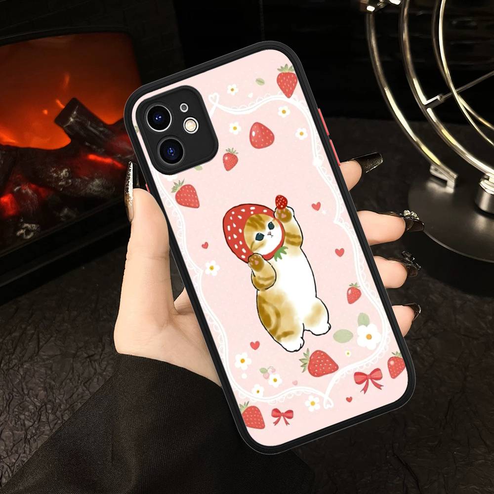 M-Mofusand Cute Shark Cat Matte Protective Case For IPhone 16 15 14 13 12 11 Pro Max X XS MAX Protection Case