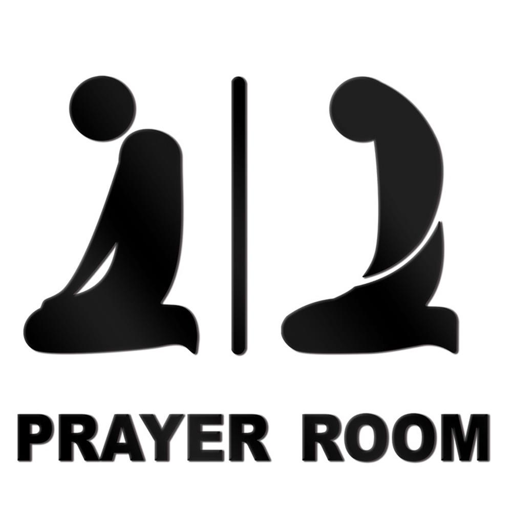 

3D Prayer Room Sign Sticker Acrylic Mirror Surface Eid Decorative Sticker Gold Black Silver Signboard Sticker Home Decoration