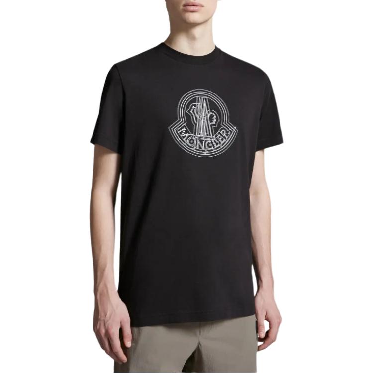 Moncler Letter Print Simple Casual Round Neck Short Sleeve T-Shirt Men T-Shirts Black J10918C0002889A17999