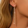 Fashionable and Versatile Rhinestone Inlaid Simple Tassel Earrings, Light Luxury High-end Ear Accessories for Women