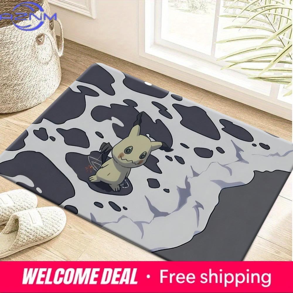 Cute Mimikyu Black and White Print Doormat Anti-slip Absorbent Floor Mat for Home Entrance Bedroom Living Room Decor 40x60cm