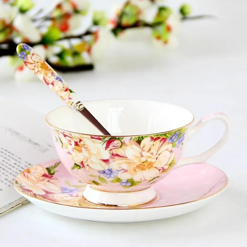 Pink Blue Flower Bone china Coffee Cup Set Porcelain Tea Cup Set Ceramic Pot Mug Sugar Bowl Creamer Teapot Milk Jug Teaset