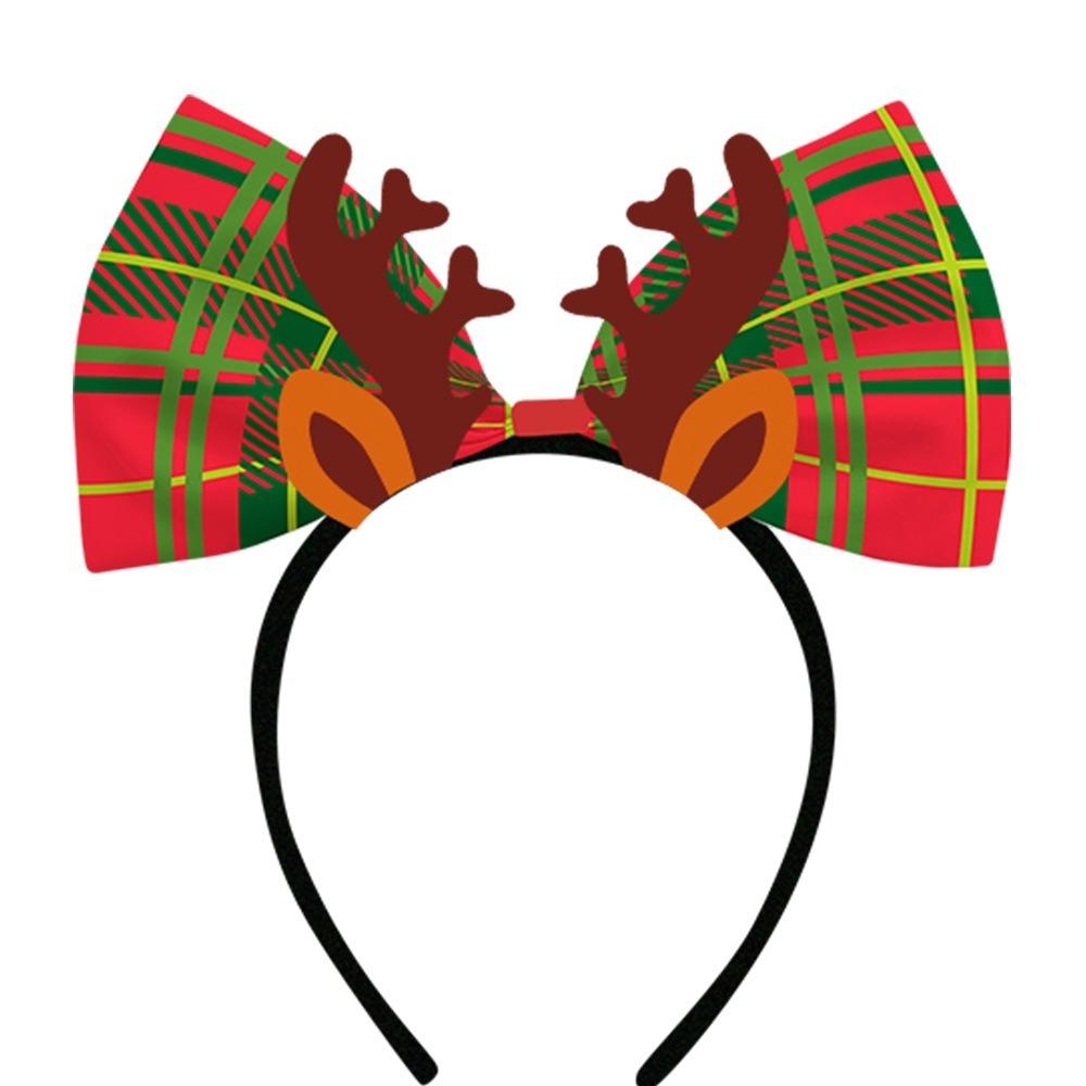 Elk Christmas Headbands Bowknot Cartoon Holiday Hairbands Costume Party Accessories