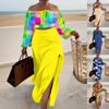 New Women's 2 Piece Set Off-the-Shoulder Top Slit Midi Dress Casual Outfit, Hot Fashion Suit For Women