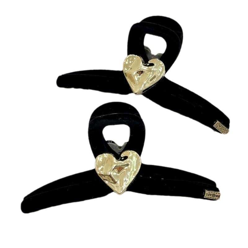Black Hair Clips, Golden Heart-shaped Women's Autumn and Winter Hair Claw Clips, Large-sized Hair Clips,elegant Hair Accessories