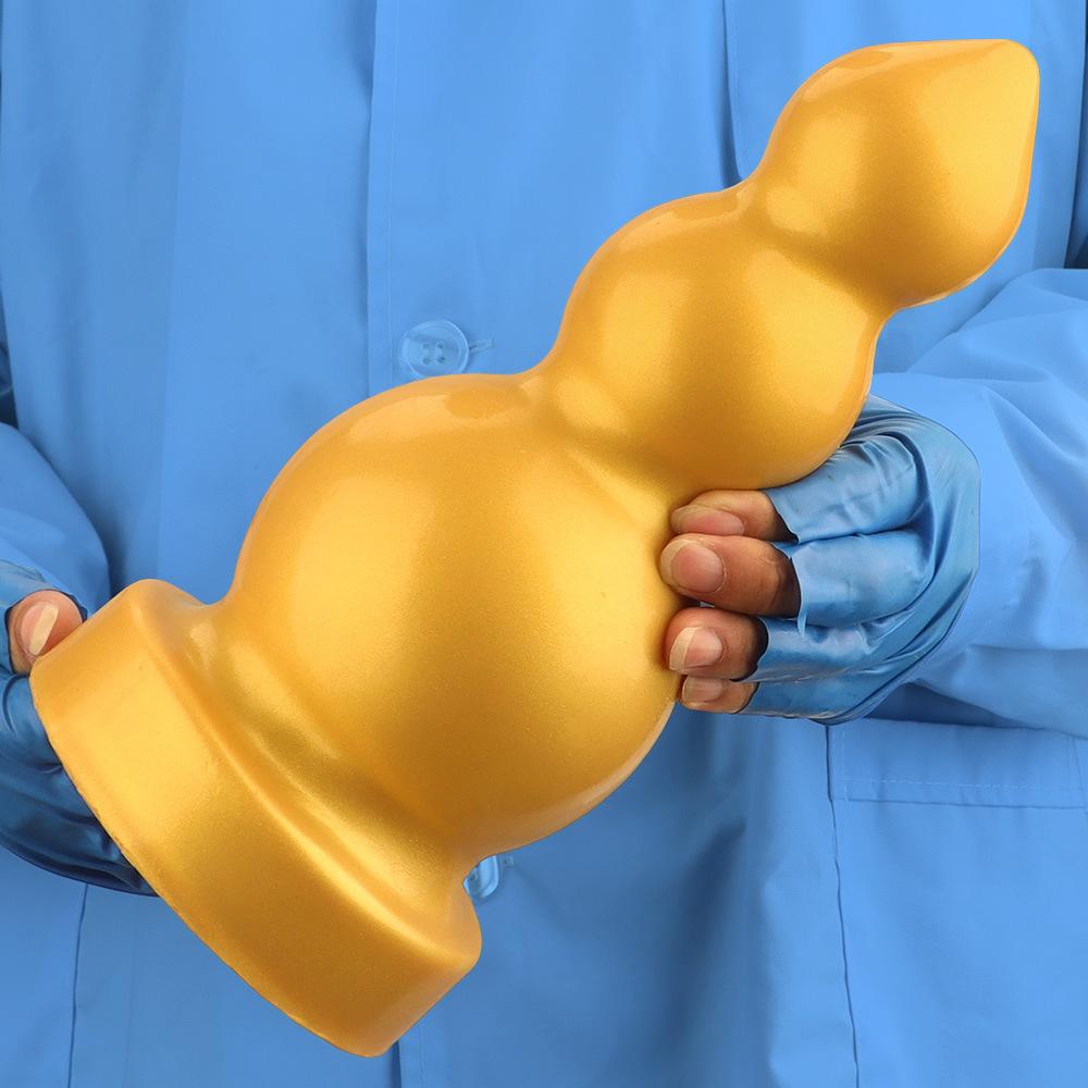 Gros Plug Anal Fileté en Silicone Doré Dildo Réaliste Jouet Sexuel pour Adultes pour Couples Fisting