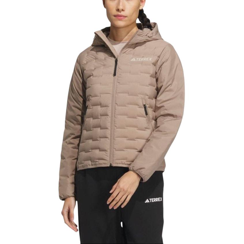 Adidas Logo Printed Hooded Zip-Up Long Sleeve Jacket Women Jacket Khaki IT8694