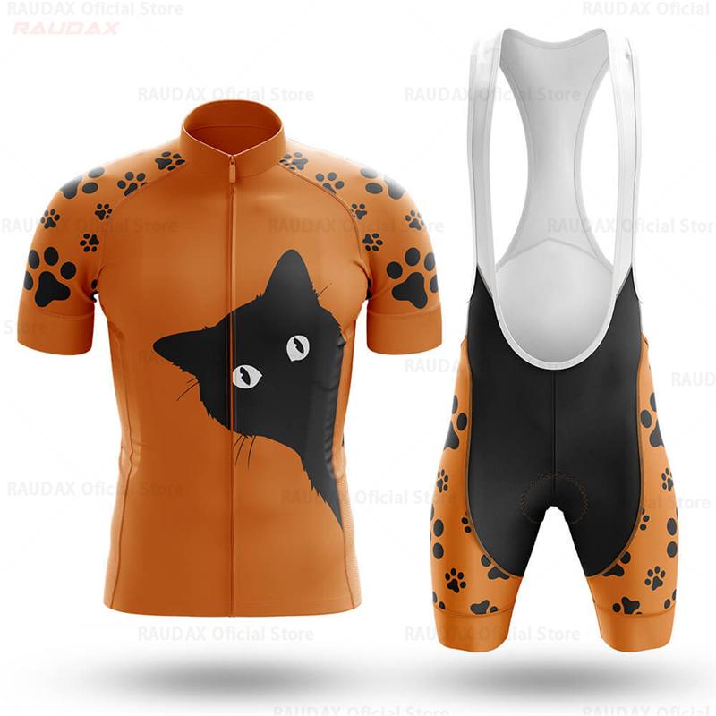 

New Cat Pattern Cycling Clothing 2025 Summer Anti-UV Cycling Jersey Set Mountain Bike Sport Breathable Short Sleeve Cycling Sets S