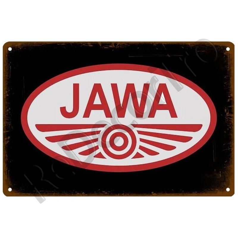 JAWA Vintage Nástěnný Plakát Vintage Retro Nástěnný Domácí Restaurace Dekorace Plaketa Kovová Nástěnná Dekorace Umění Kovová Značka Plechová Značka Talíř