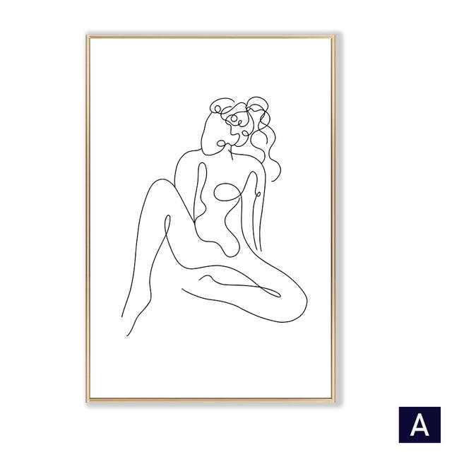

Абстрактное женское тело, одна линия, рисунок на холсте, женская фигура, художественные принты, скандинавский минималистичный постер, настенный художественный декор для спальни 21cm×30cm NoFrame