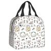 Custom Peach And Goma Mochi Cat Eating Ramen Thermal Insulated Lunch Bags Women Portable Lunch Container Travel Storage Food Box