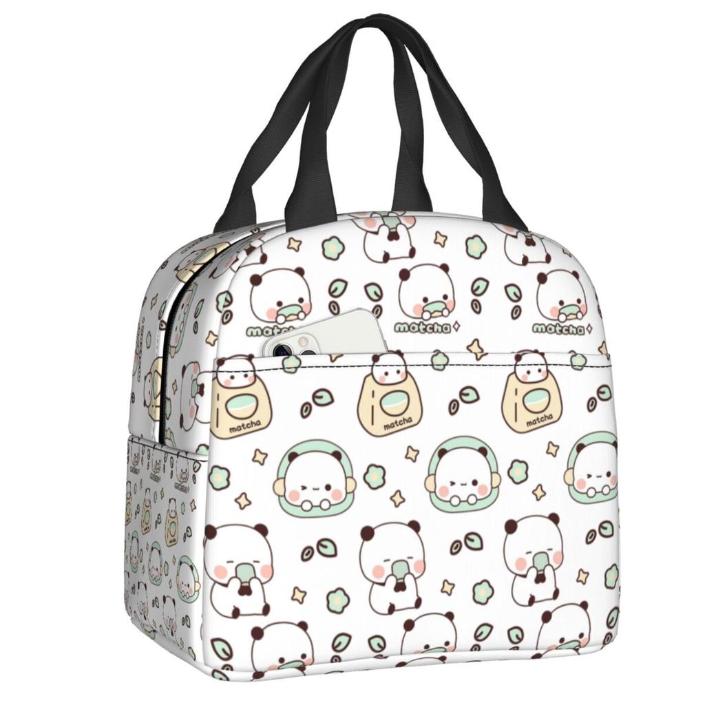 Custom Peach And Goma Mochi Cat Eating Ramen Thermal Insulated Lunch Bags Women Portable Lunch Container Travel Storage Food Box