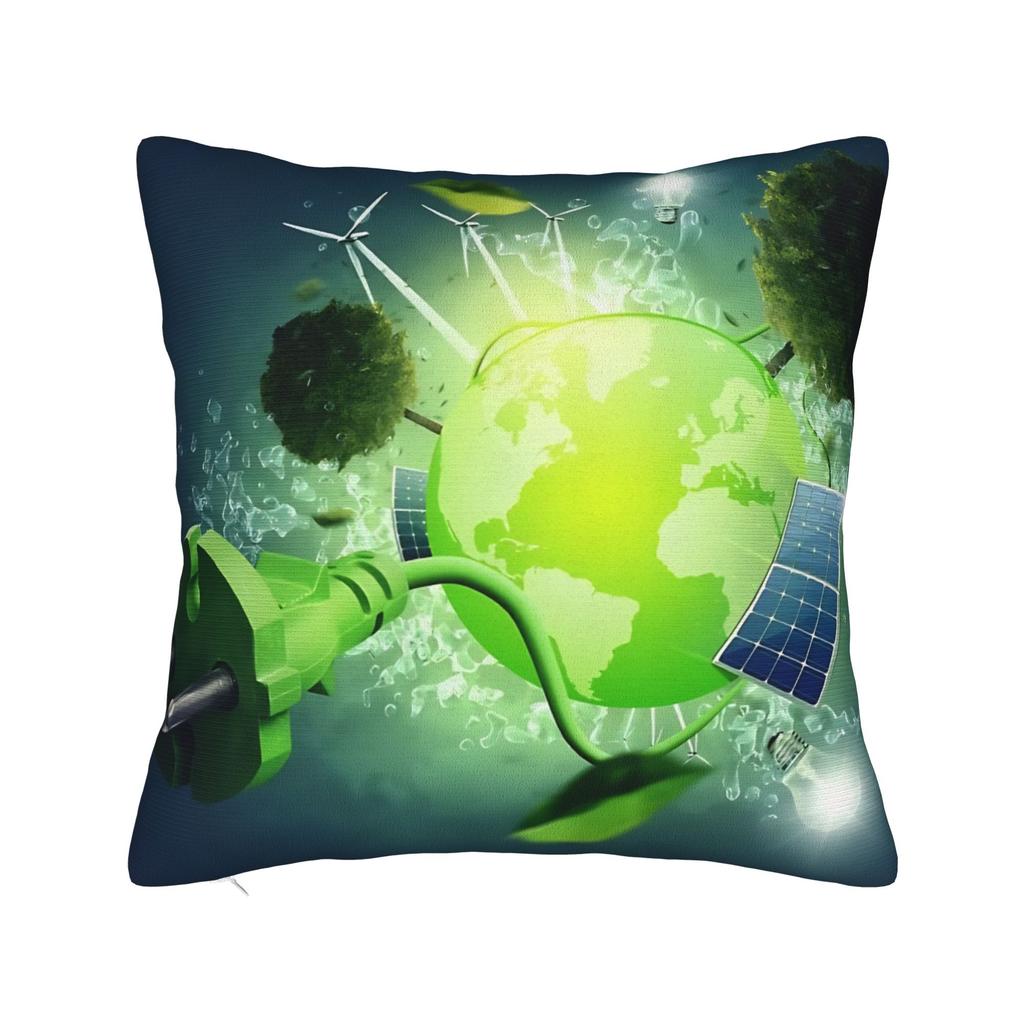 Frutiger Aero Aesthetic Square Pillow Case Tech Great Wave of Kanagawa Fishes Cushion Cover Customized Pillowcover Home 40*40cm