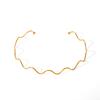 18K Gold Choker Necklace: Stainless Steel Wave Design, Non-Fading, Titanium Chain for Women.