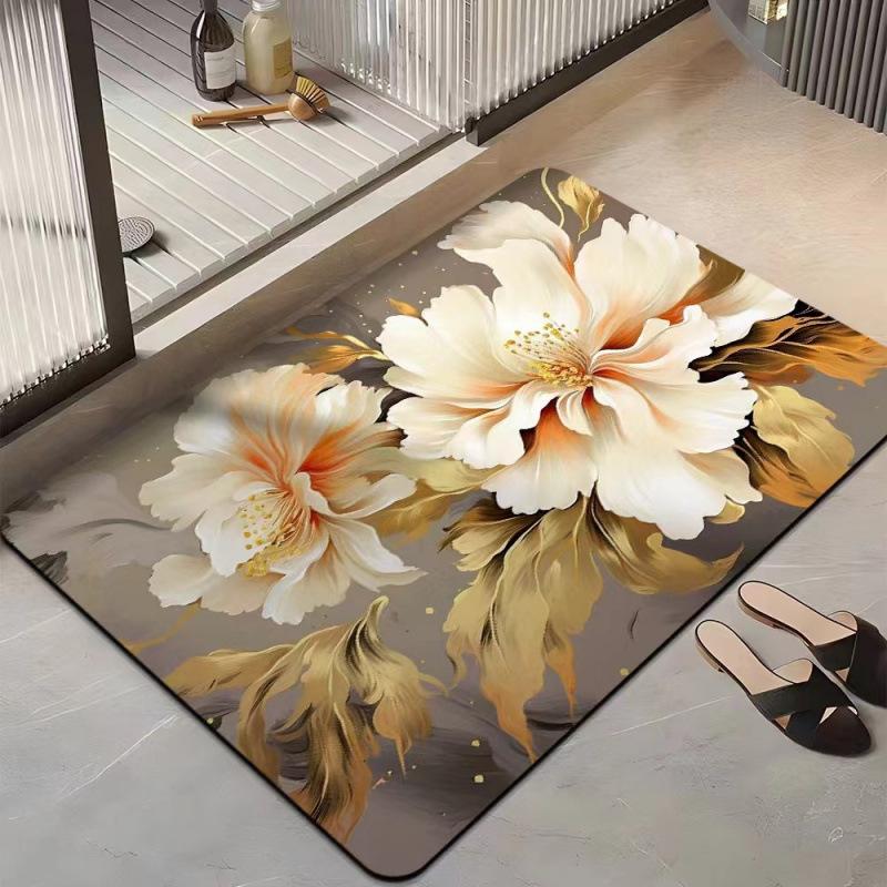 3D Flower Floor Mat Bathroom Absorbent Quick Drying Anti Slip Foot Mat Bathroom Kitchen Floor Mat