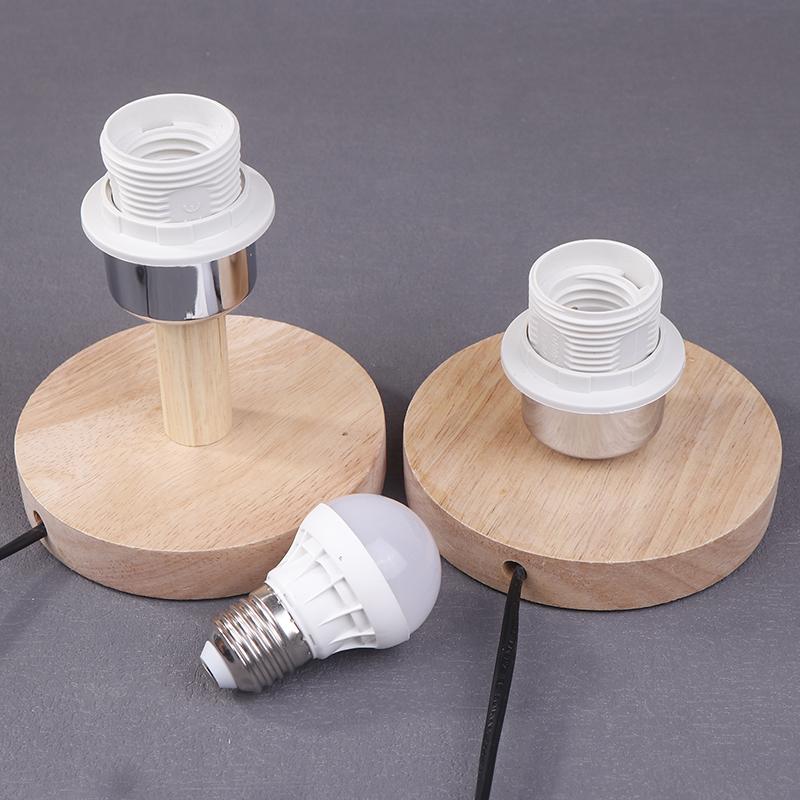 E27 Soporte Circular de Madera Maciza Taza de Lámpara con Cable Interruptor de Encendido/Apagado para Lámpara de Mesa Lámpara de Enchufe Soporte de Lámpara de Noche