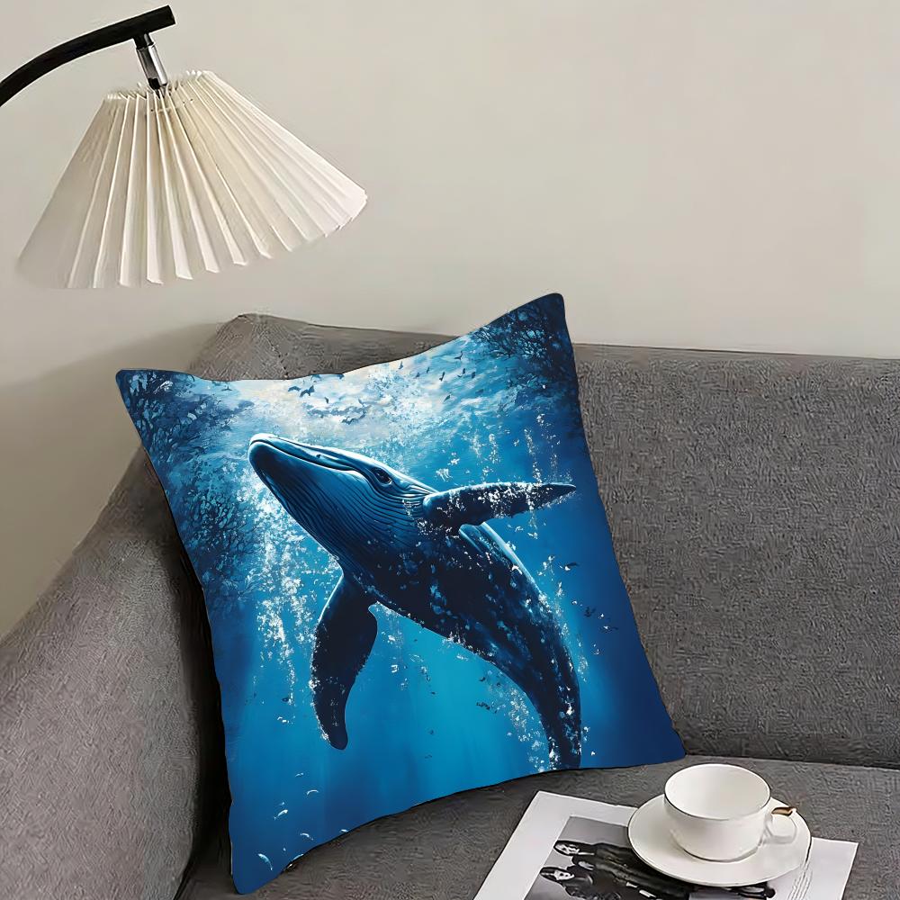 Whale Fashion Cushion Cover Pillowcase Ultra Soft Skin Friendly Fabric Cloud Like Comfort Concealed Zipper