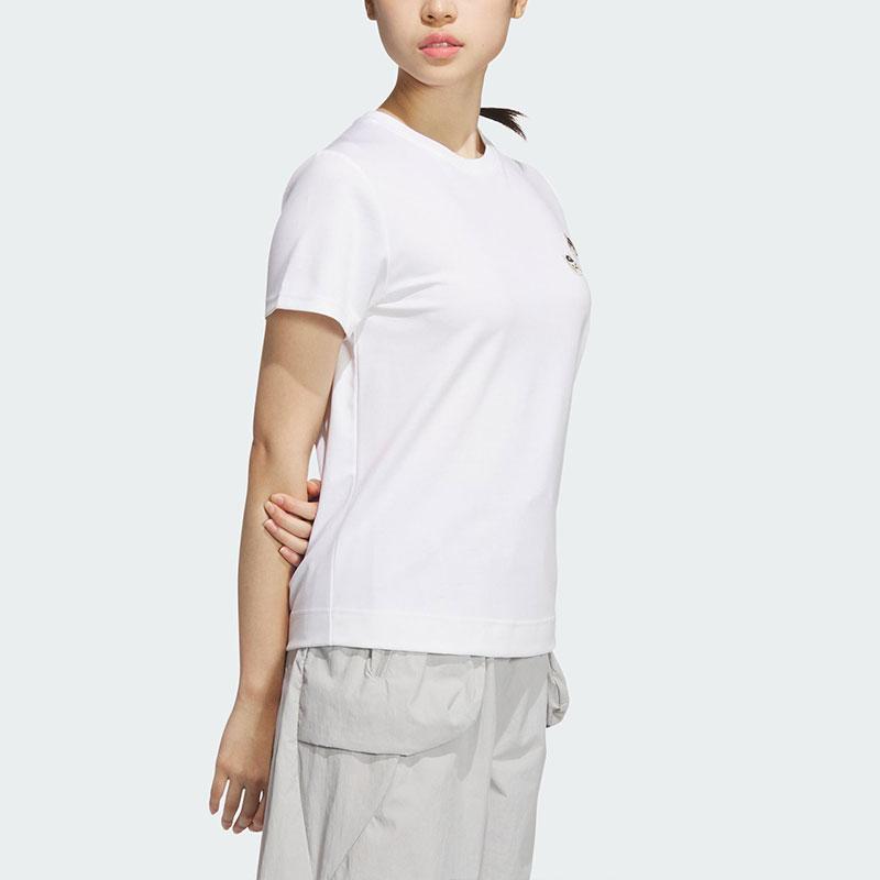 Adidas Graphic Embroidered Crew Neck T-Shirt Women Tops White JD5250