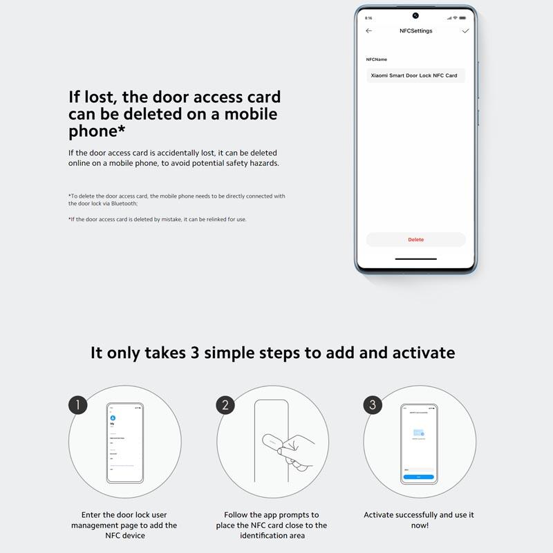 Xiaomi Card NFC de blocare inteligentă a ușii