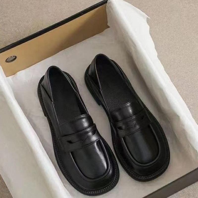 New Women's Thick-soled Shoes, Round-toed Croaker Loafers