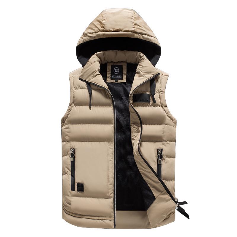 Men's Vest Jacket Winter Waterproof Warm Sleeveless Men Jacket Fashion Hooded Casual Vest Men Autumn Thicken Waistcoat