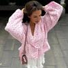 VAYLA Floral Printed Women's Cardigan Cute Lace up Pink Women Coat Casual Loose Autumn Warm Coats Fashion New Ladies Coats Outerwear