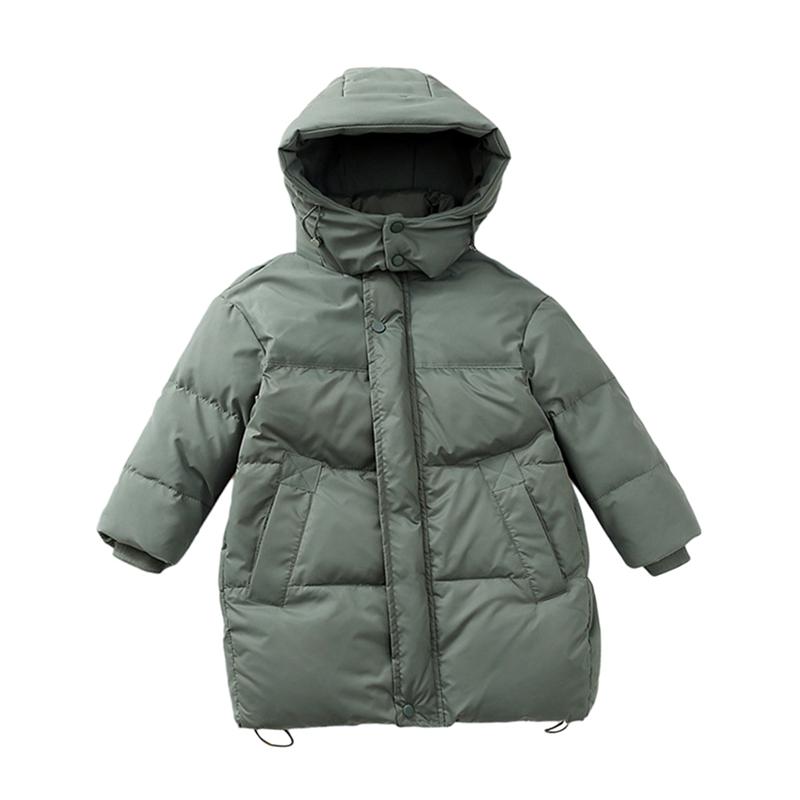 5-14 Years Kids Winter Hooded Mid-Length Coat