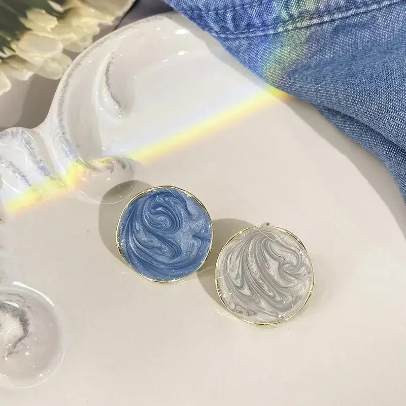 

Cute Earrings Heart Flower Geometric Leaves Bling Zircon Stone Blue Color Stud Earring For Women Fashion Zircon Korean Fashion