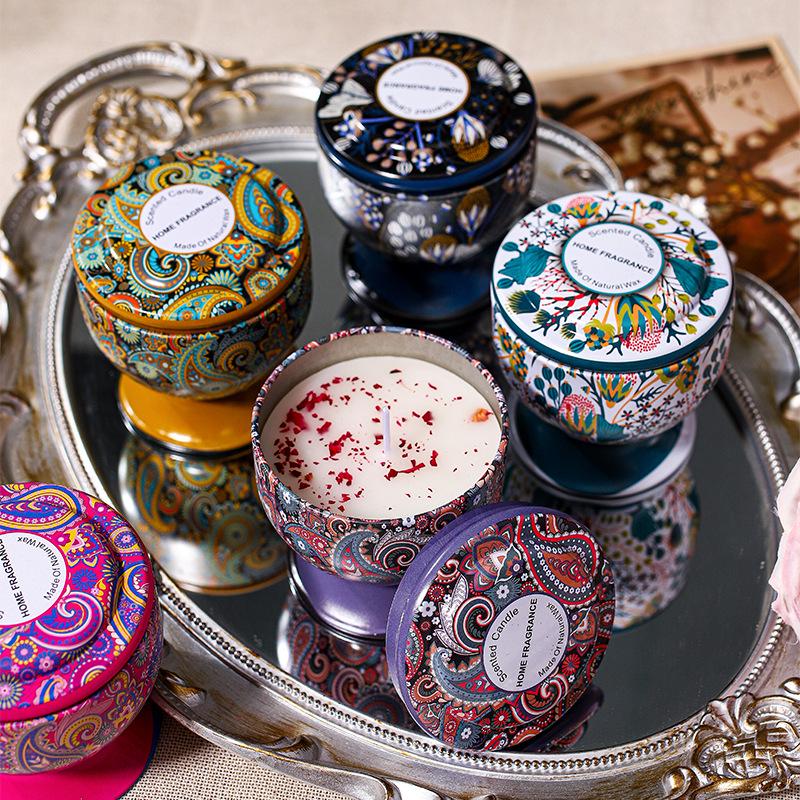 Tall Stem Soy Wax Aroma Candle in Tin - Smokeless Indoor Fragrance Gift