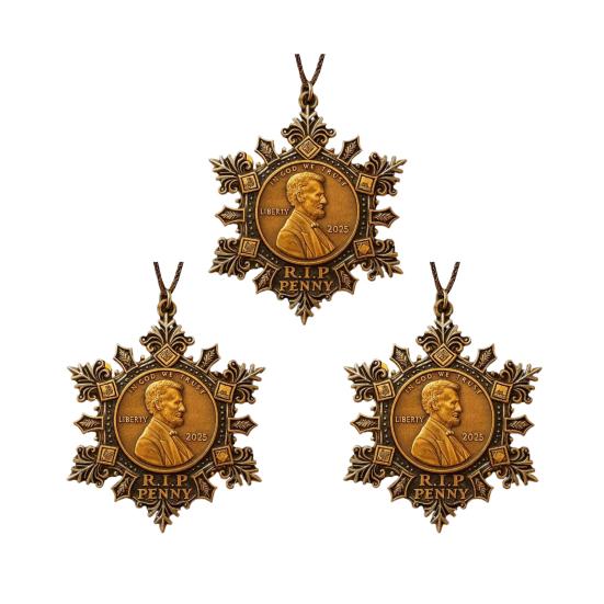 Final Cent Memorial Snowflake Ornament Historical US Cent Legacy Commemorative Ornament Vintage-Style Last Penny Keepsake for Collectors History