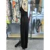 Women's Halterneck Suspender Pleated Waist Backless Jumpsuit