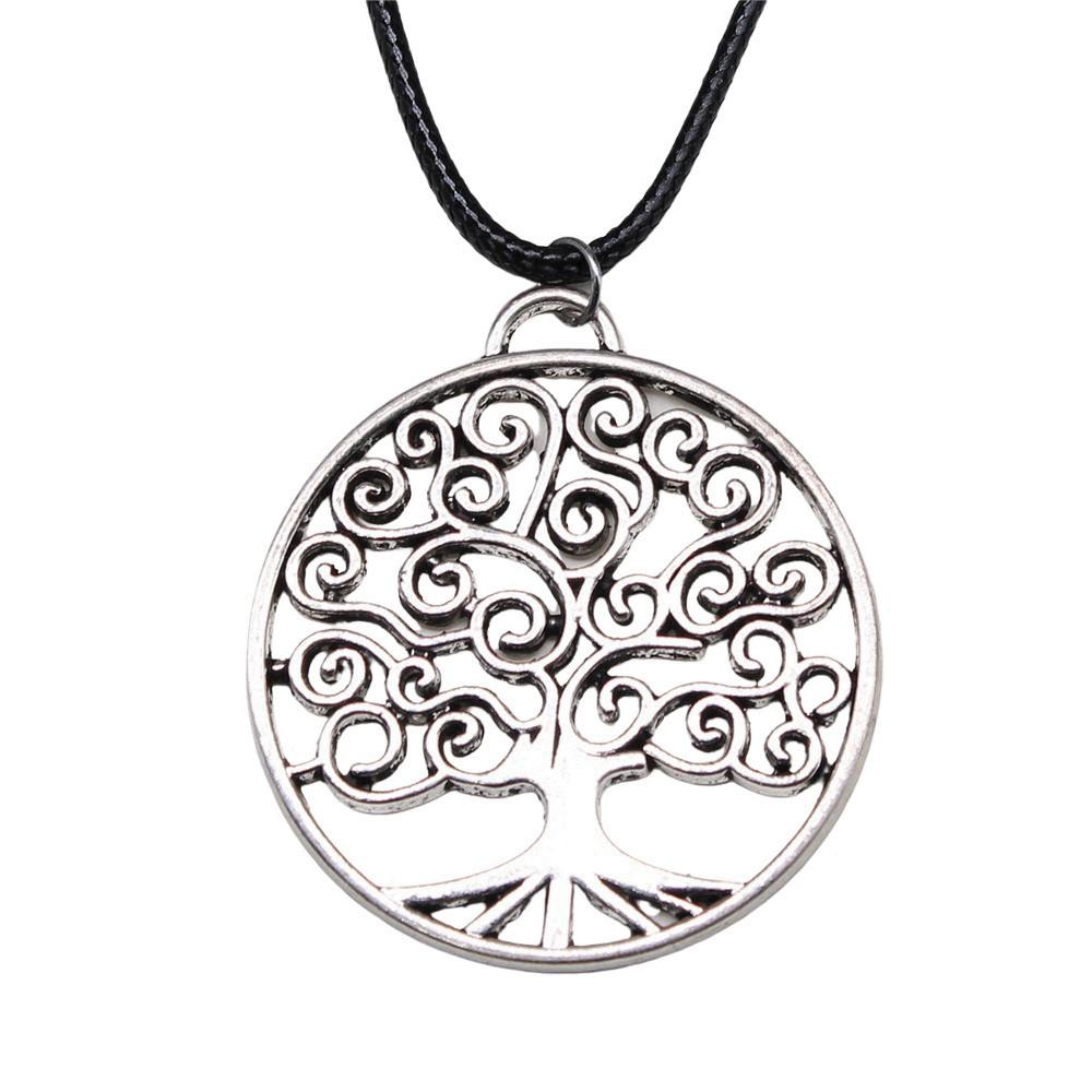 Antieke Levensboom Hanger Ketting Natuur Boho Statement Sieraden 45cm Leren Ketting
