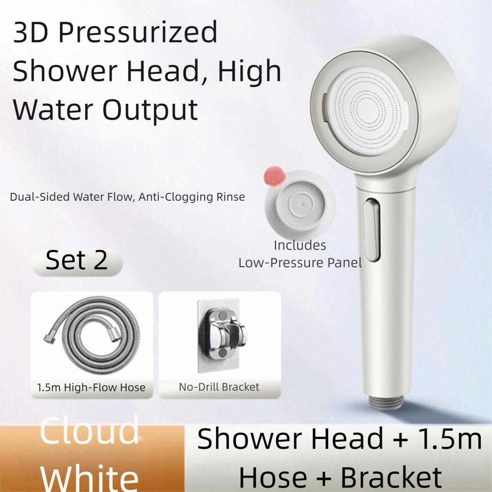 Detachable Handheld Shower Head 3-Speed Adjustable Anti Blocking High Pressure Shower Large Flow Rainfall