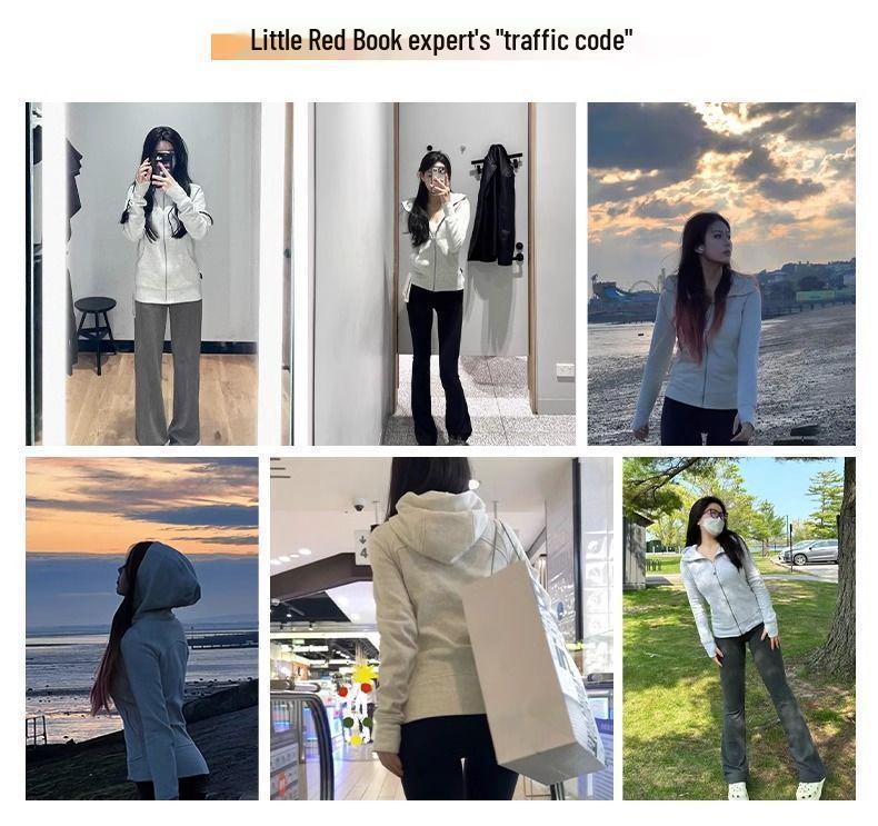 Dámská zeštíhlující mikina s kapucí na podzim/zimu 2024 - Bavlněná mikina se zipem zeštíhlující pas