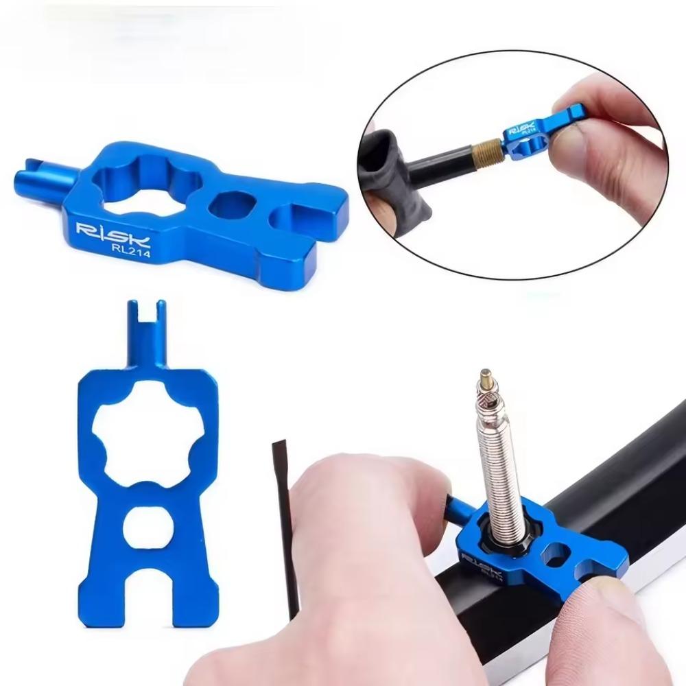 1pc 4 IN 1 Portable Repair Bicycle Valve Tools Valve Core Wrench Road Bike Disassembly Installation Tool Removal Parts Blue