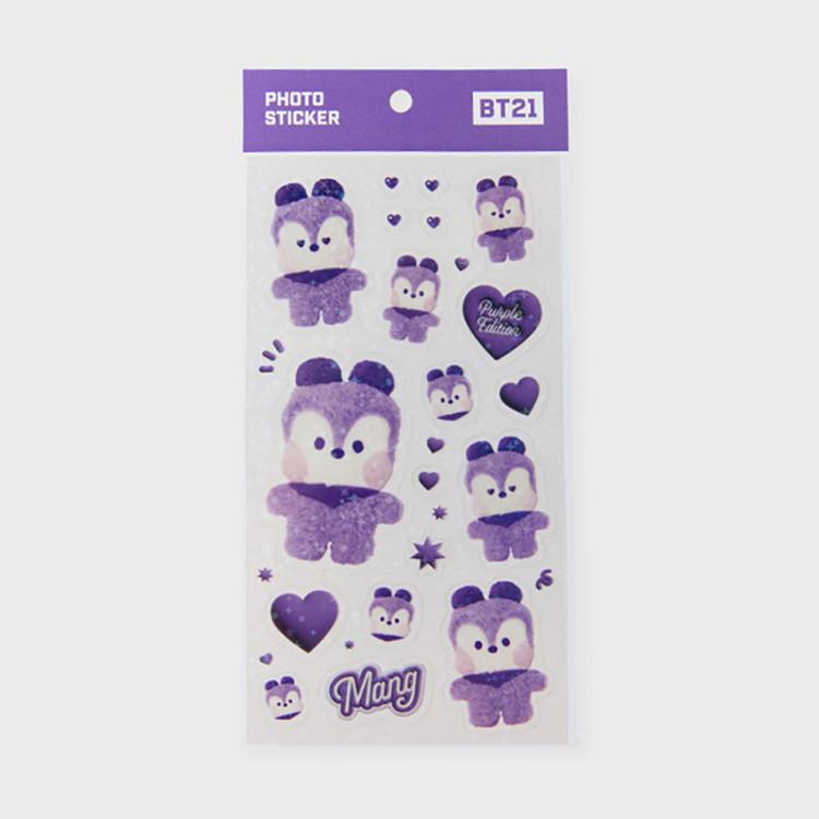 LINE FRIENDS BT21 MANG Fialový z Edice Přání Minini Samolepka