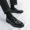 Model Fashion Show Raw Casual Shoes Large Size Frosted Leather Embroidered Leather Shoes