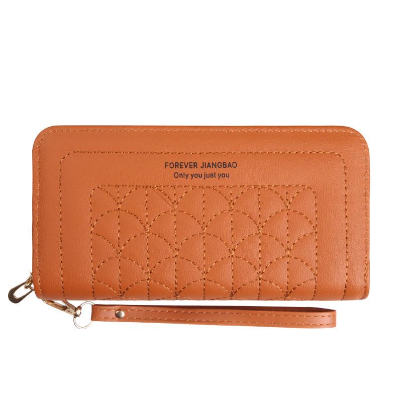 New Women's Embroidered Soft Clutch Wallet - Double Zipper, Large Capacity, Mobile Friendly