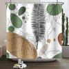 Mid Century Abstract Boho Shower Curtain Green Leaf Plant Modern Arch Sun Minimalist Nordic Waterproof Bathroom Bath Curtain