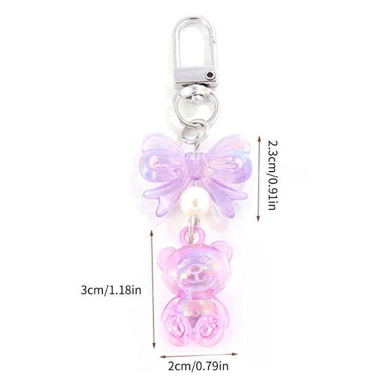 Adorable Bear Keychain Pendant Stylish Bowknot Keyrings Multifunctional Bag Pendant Key Holder Suitable for Couples